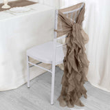 Taupe Chiffon Curly Chair Sash