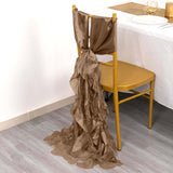 5 Pack Taupe Curly Willow Chiffon Satin Chair Sashes