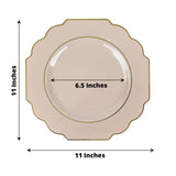 10 Pack | 11inch Taupe Heavy Duty Disposable Baroque Dinner Plates with Gold Rim