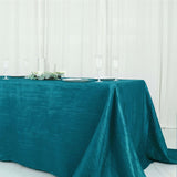 90x132Inch Teal Accordion Crinkle Taffeta Rectangular Tablecloth