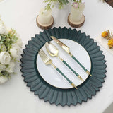 6 Pack | 13inch Matte Teal Sunflower Disposable Charger Plates