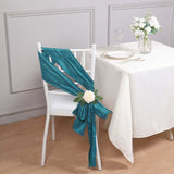 5 Pack | Accordion Crinkle Taffeta Teal Chair Sashes