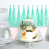 12 Pack | Pre-Tied Teal Tissue Paper Tassel Garland With String, Hanging Fringe Party Streamer Backdrop Decor