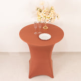 Terracotta (Rust) Highboy Spandex Cocktail Table Cover, Fitted Stretch Tablecloth