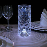 Rose Crystal Diamond Acrylic LED Decorative Table Lamp, Touch + Remote Operated Pillar Light