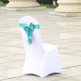 5 Pack | Turquoise | Reversible Chair Sashes with Buckle | Double Sided Pre-tied Bow Tie Chair Bands | Satin & Faux Leather