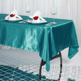 60"x102" Turquoise Smooth Satin Rectangular Tablecloth