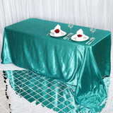 90x132Inch Turquoise Satin Seamless Rectangular Tablecloth