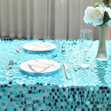 90x156 Turquoise Big Payette Sequin Rectangle Tablecloth Premium