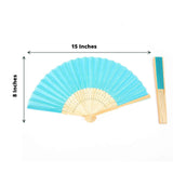 5 Pack Turquoise Asian Silk Folding Fans Party Favors, Oriental Folding Fan Favors