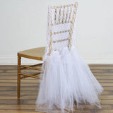 White Lace & Tulle Chair Tutu Cover Skirt, Wedding Event Chair Decor