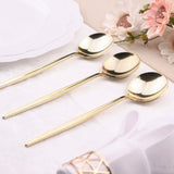 Glossy Gold Heavy Duty Plastic Silverware Spoons Cutlery, Premium Disposable Sleek Flatware