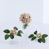 24 Roses | 2inch Champagne Artificial Foam Flowers With Stem Wire and Leaves