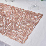 6 Pack Rose Gold Metallic Vinyl Placemats, Non-Slip Wheat Design Rectangle Table Mats 12"x18"