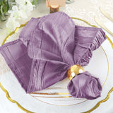 5 Pack | Violet Amethyst Accordion Crinkle Taffeta Dinner Napkins | 20x20Inch