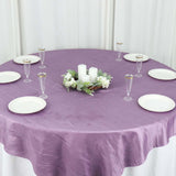 72inch x 72inch Violet Amethyst Accordion Crinkle Taffeta Table Overlay, Square Tablecloth Topper