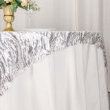 72x72inch Silver Wave Mesh Square Table Overlay With Embroidered Sequins