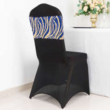 5 Pack Royal Blue Gold Wave Chair Sash Bands With Embroidered Sequins