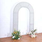 8ft Silver Spandex Fitted U-Shaped Wedding Arch Cover With Shimmer Tinsel Finish