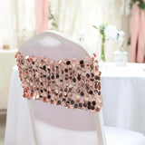 5 Pack | Big Payette Sequin Round Chair Sashes - Blush | Rose Gold