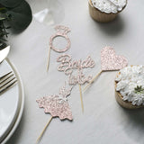 24 Pack | Blush/Rose Gold Glitter Bridal Shower Cupcake Topper Picks Set