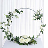 24inch Silver Round Arch Wedding Centerpiece, Metal Hoop Wreath Tabletop Decor