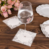 20 Pack White 3 Ply Premium Paper Cocktail Napkins with Silver Foil Lace Soft European Style Wedding