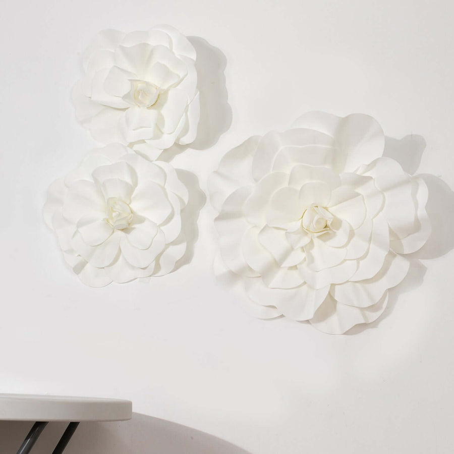 4 Pack 16" Large White Real Touch Artificial Foam DIY Craft Roses