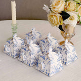 25 Pack White Blue Mini Teapot Party Favor Boxes with Chinoiserie Floral Print Gift Boxes