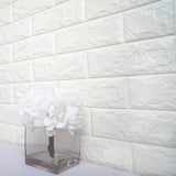 10 Pack | White Foam Brick Peel And Stick 3D Wall Tile Panels - Covers 58sq.ft