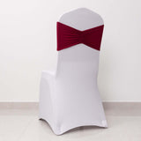 5 Pack Burgundy Wide Ruffled Fitted Spandex Chair Sash Band