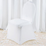 White Premium Spandex Stretch Fitted Banquet Chair Cover With Foot Pockets - 220 GSM