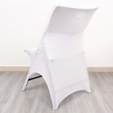 White Premium Spandex Wedding Chair Cover With 3-Way Open Arch, Fitted Stretched