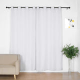 2 Pack | Handmade White Faux Linen Curtains 52x96inch Curtain Panels With Chrome Grommets