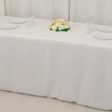 Fire Retardant White Fitted Tablecloth 8ft Premium Polyester Rectangular Table Cover 96inch