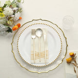 10 Pack | 10inch White / Gold Beaded Rim Disposable Dinner Plates