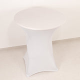 White Highboy Spandex Cocktail Table Cover, Fitted Stretch Tablecloth