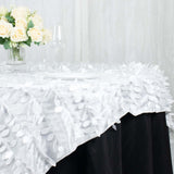 72x72inch White 3D Leaf Petal Taffeta Fabric Table Overlay