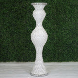 40" Magical Mermaid Style Mirror Mosaic and Pearl Studded Floor Vase