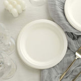 50 Pack | 7inch White Biodegradable Bagasse Dessert Plates, Sugarcane Appetizer Salad Party Plates
