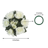 4 Pack | 3Inches Ivory Artificial Silk Rose Flower Candle Ring Wreaths