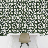 3 Sq ft. | Easy-Install White Silk Rose Flower Mat Wall Panel Backdrop