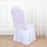 White Ruffle Pleated Skirt Banquet Spandex Chair Slipcover, 1-Piece Stretch Fitted Chair Cover