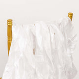 5 Pack White Curly Willow Chiffon Satin Chair Sashes