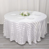 120inch White Satin Stripe Seamless Round Tablecloth