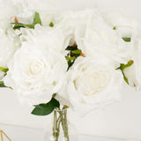 2 Bushes | 17inch White Premium Silk Jumbo Rose Flower Bouquet, Wedding Floral Arrangements