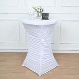 32inch White Rouched Pleated Heavy Duty Spandex Cocktail Table Cover