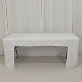 6ft White Open Back Fitted Polyester Rectangle Tablecloth, Trade Show Table Cover