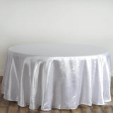 120 inch White Satin Round Tablecloth 