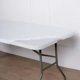 White Stretch Spandex Banquet Tablecloth Top Cover 6ft Wrinkle Free Fitted Table Cover for 72"x30"